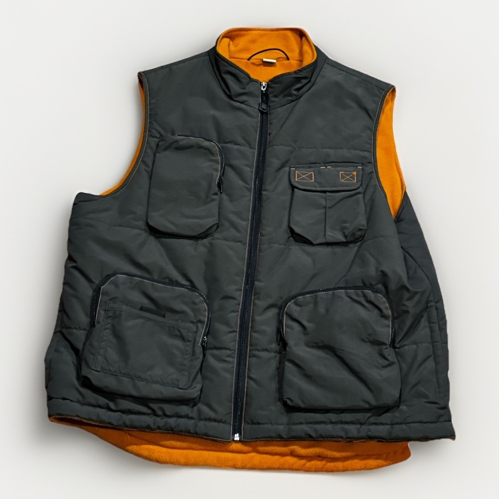 Vintage Canton River Blues Fleece Lined Utility Cargo Tech Vest L Fly Fishing